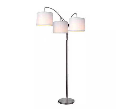 Hampton Bay 78 in. Height 3-Arc Floor Lamp - Brushed Nickel Finish