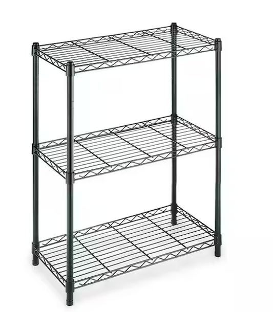 HDX 3-Tier Steel Wire Shelving Unit in Black (24 in. W x 30 in. H x 14 in. D)