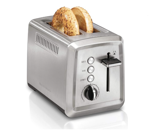 Hamilton Beach 2 Slice Toaster with Extra-Wide Slots, Bagel Setting, Toast Boost, Slide-Out Crumb Tray, Auto-Shutoff & Cancel Button, Defrost Function, Stainless Steel (22794)