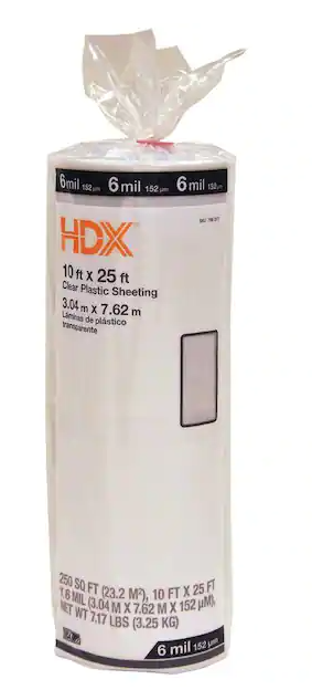 HDX 10 ft. x 25 ft. Clear 6 mil Plastic Sheeting