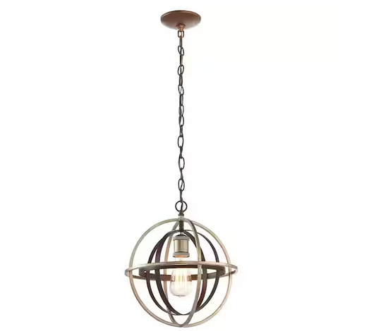 Barton Bay 1-Light Bronze and Champagne Pewter Orb Mini Pendant Hangling Light