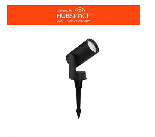 Hampton Bay Smart 450 Lumens Low Voltage Black LED Outdoor Spotlight Powered by Hubspace