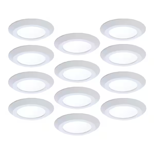 HALO SLDSL6 Series 6 in. 2700K-5000K Selectable CCT Surface Integrated LED Downlight White Recessed Light Round Trim(12-Pack)