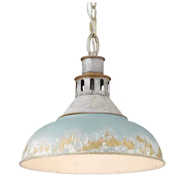 Golden Lighting Kinsley 1-Light Aged Galvanize Steel Standard Pendant