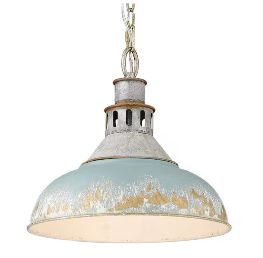 Golden Lighting Kinsley 1-Light Aged Galvanize Steel Standard Pendant