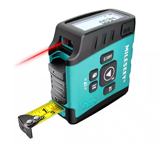 DT20 130 ft. 3-in-1 16 ft. Digital Tape Measure, Laser Distance Meter, Area, Volume. Pythagorean, Rechargeable