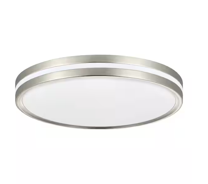 Hampton Bay Ashburrow 15 in. Light Brushed Nickel Adjustable CCT Integrated LED Ceiling Flush Mount Fixture with Night Light