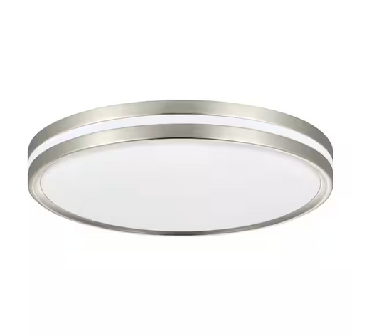 Hampton Bay Ashburrow 15 in. Light Brushed Nickel Adjustable CCT Integrated LED Ceiling Flush Mount Fixture with Night Light
