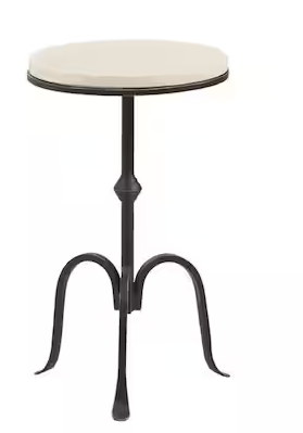 Madison Park Bunker 12 in. Black Round Marble End Table