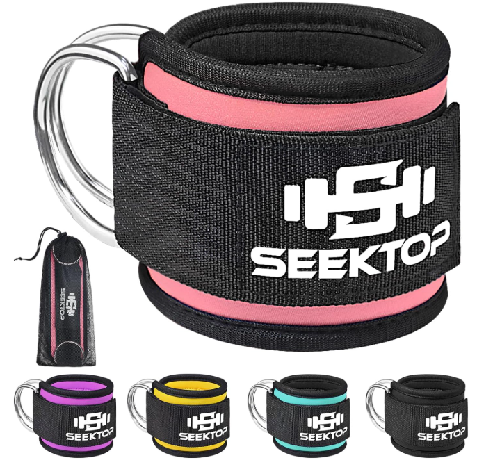 Seektop Ankle Strap for Cable Machine, Comfortable Padded Ankle Cuffs for Kickbacks, Yellow