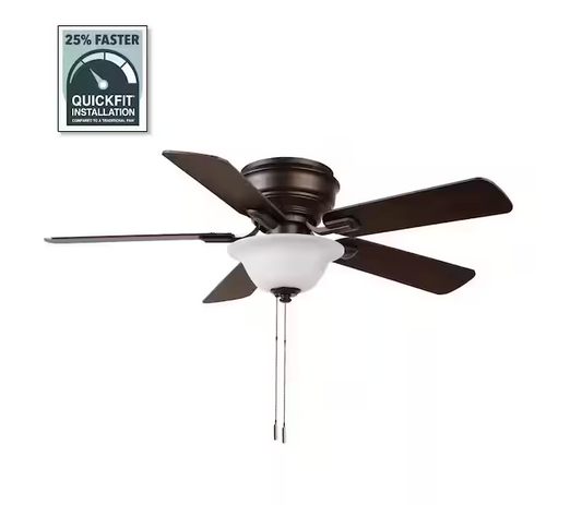 Hawkins III 44 in. LED Indoor Oil Rubbed Bronze Flush Mount Ceiling Fan with Light