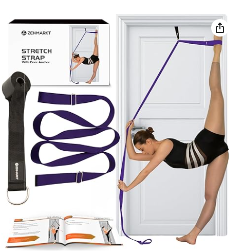 Stretching Strap With Door Anchor - Stretching Equipment to Improve Legs Flexibility Purple