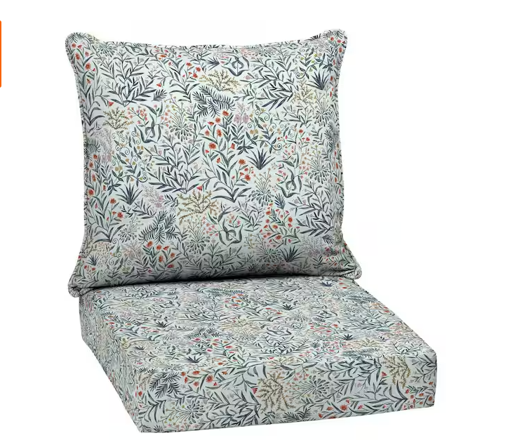 24 in. x 24 in. 2-Piece Deep Seating Outdoor Lounge Chair Cushion in Black Aurora Damask