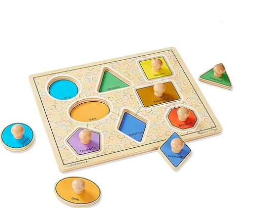 Deluxe Jumbo Knob Wooden Puzzle - Geometric Shapes (8 pcs)