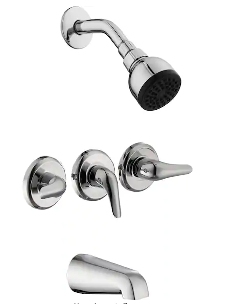 Glacier Bay Aragon 3 Handle 1-Spray Tub and Shower Faucet 1.8 GPM in Chrome (Valve Included)