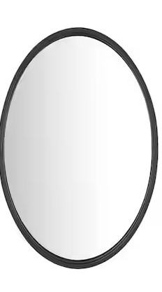 StyleWell Medium Oval Black Metal Classic Accent Mirror with Deep-Set Frame (30 in. H x 20 in. W)