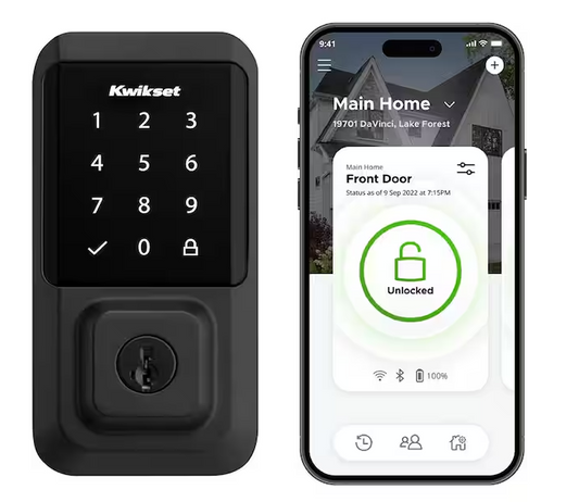 HALO Matte Black Touchscreen WiFi Keypad Electronic Single-Cylinder Smart Lock Deadbolt featuring SmartKey Security