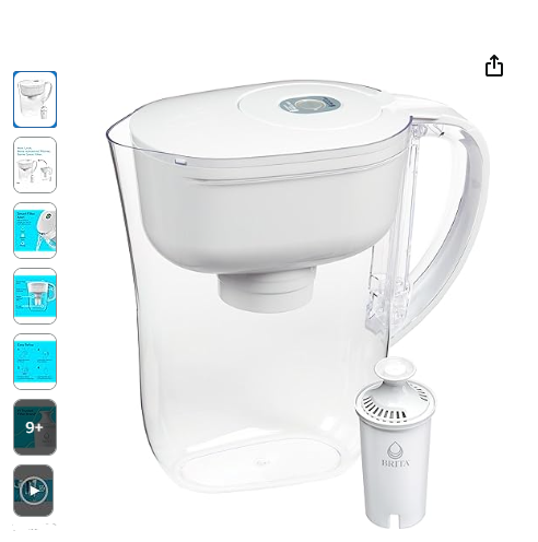 Brita Water Filter Pitcher with 1 Standard Filter, 6-Cup White