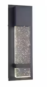 HDC 1-Light Black Integrated LED Outdoor Wall Lantern Sconce Light with Seeded Glass