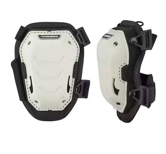White Foam Memory Foam Hard Cap Knee Pad with Adjustable Straps