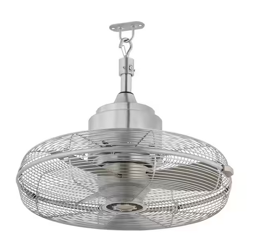 Hampton Bay Conyer 20 in. Indoor/Wet Outdoor 3-Speed Anywhere Fan Silver with Convenient Hanging Hook