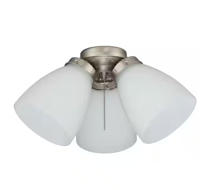 Hampton Bay 3-Light Brushed Nickel Ceiling Fan Shades LED Light Kit