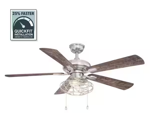 HDC Ellard 52 in. LED Brushed Nickel Ceiling Fan with Light Kit