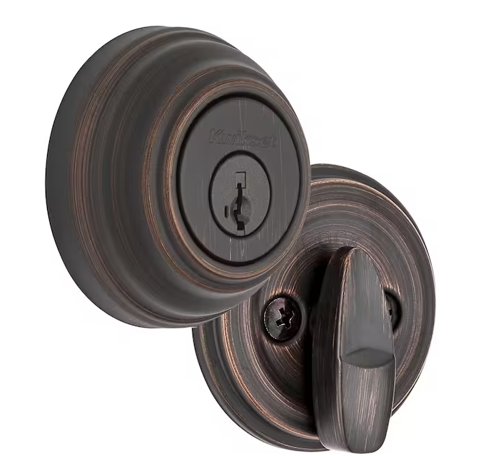 Kwikset Venetian Bronze Single Cylinder Deadbolt featuring SmartKey Security with Microban Antimicrobial Technology