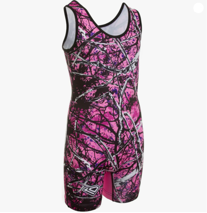 KO Sports Gear - Unisex Wrestling Singlet (Pink Camo, Adult X-Small)