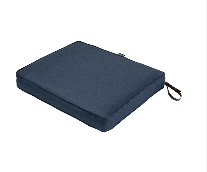 Montlake Heather Indigo Blue 21 in. W x 19 in. D x 3 in. Thick Rectangular Outdoor Seat Cushion