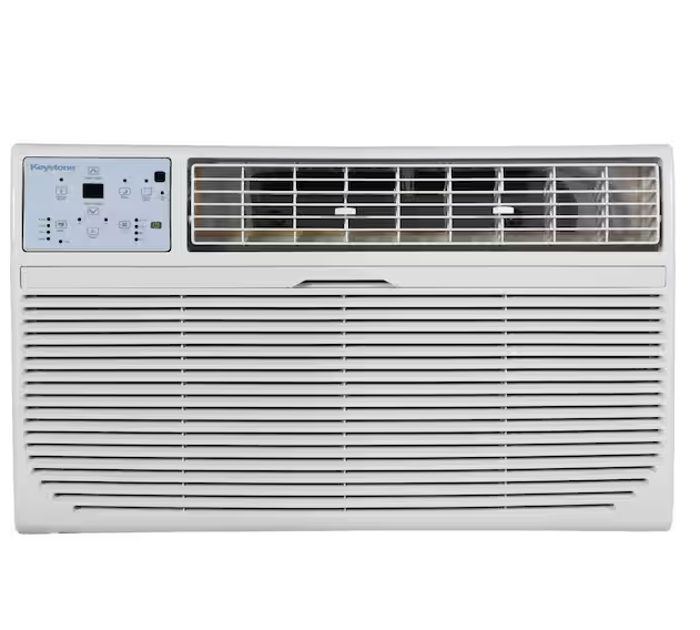 Keystone 12,000 BTU 230V Through-the-Wall Air Conditioner Cools 550 Sq. Ft. with Heater in White