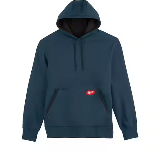 Men's Large Blue Midweight Cotton/Polyester Long-Sleeve Pullover Hoodie