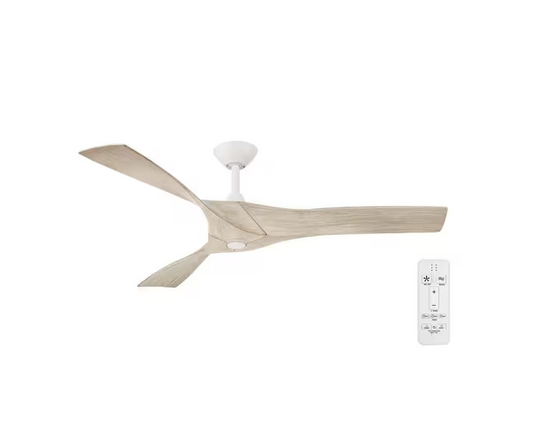 Hampton Bay Blair 52 in. Indoor/Outdoor White Ceiling Fan with Natural and Warm White Blades
