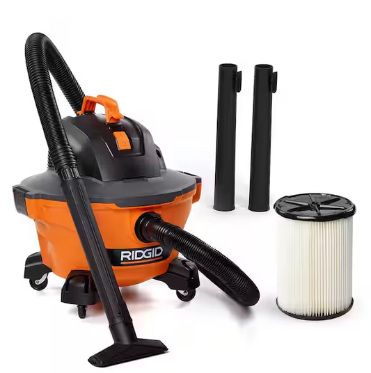 RIDGID 6 Gallon 3.5 Peak HP NXT Shop Vac Wet Dry Vacuum with General Debris Filter, Locking Hose and Accessory Attachments