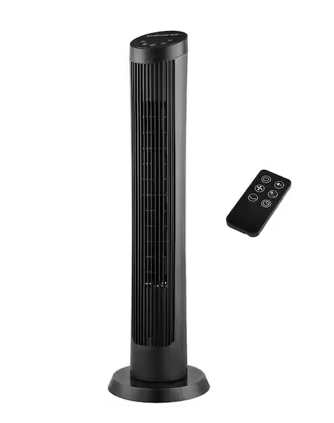 Hampton Bay 40 in. 4 Speed Digital Oscillating Tower Fan with Remote Control in Black