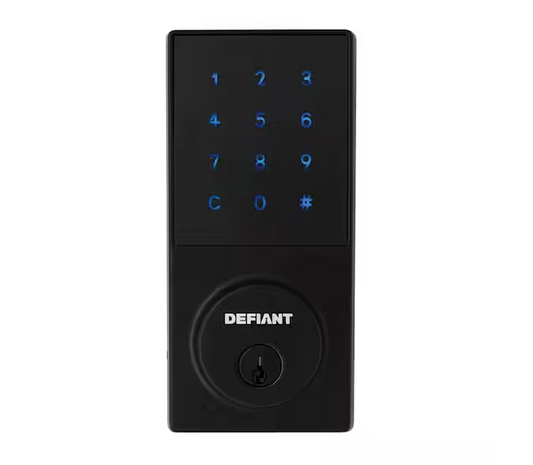 Defiant Slim Matte Black Electronic Touchpad Deadbolt