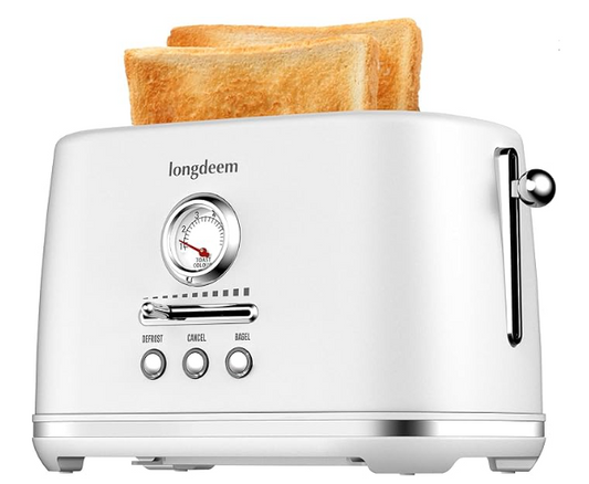 2 Slice Toaster with Extra Wide Slots & Removable Crumb Tray, White