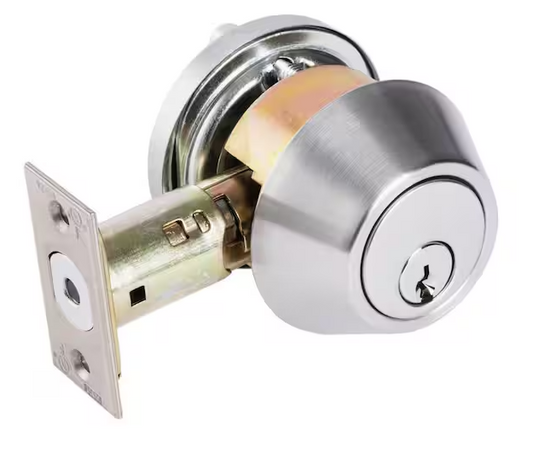 Universal Hardware Industrial Duty Commercial Single Cylinder Deadbolt, UL 3-Hour Fire ANSI Grade 1, Satin Chrome Finish