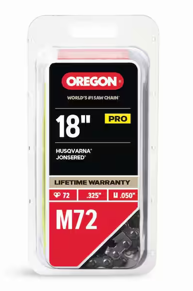 Oregon M72 Chainsaw Chain for 18 in. Bar, Fits Echo, Husqvarna, Dolmar, Jonsered, Craftsman, Makita and others