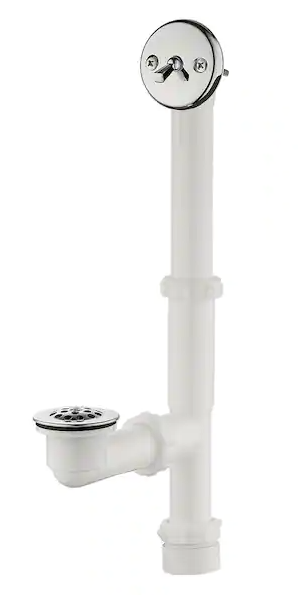 Everbilt Trip Lever 1-1/2 in. White Poly Pipe Bath Waste and Overflow Drain in Chrome