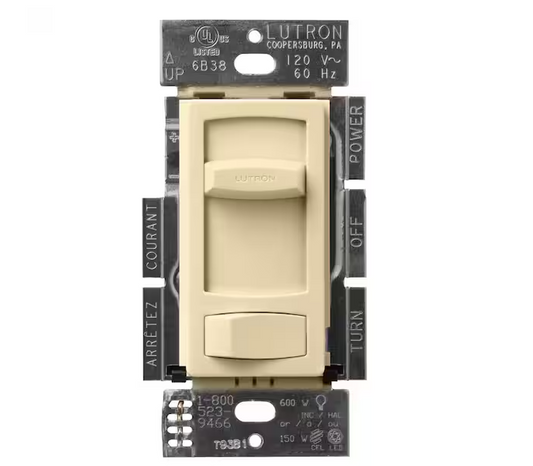 Skylark Contour LED+ Dimmer Switch for LED and Incandescent Bulbs, 150-Watt/Single-Pole or 3-Way, Ivory (CTCL-153PDH-IV)