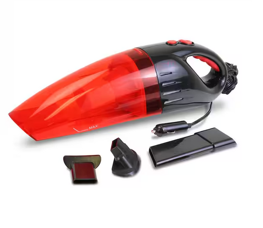 Oskar 12V Handheld Vacuum with 3 Nozzles, Red/ Black, Portable Wet/Dry Vehicle Vacuum, 11.5 ft. Cord