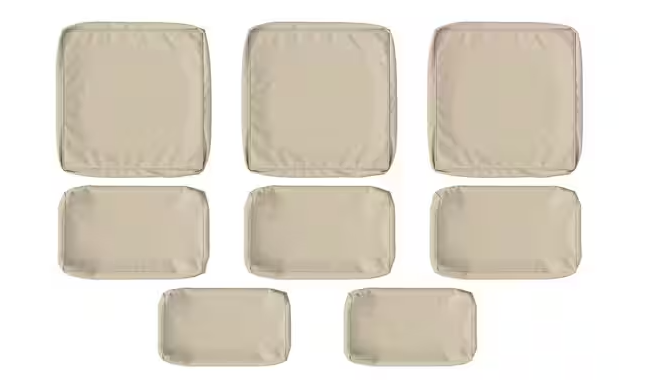 8-Piece 25.6 in. Outdoor Replacement Lounge Cushion Covers Cream