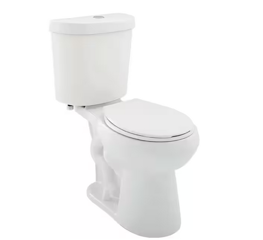 Glacier Bay 12 in. Rough in Two-Piece 1.0 GPF/1.28 GPF Dual Flush Round Toilet in White Seat Included