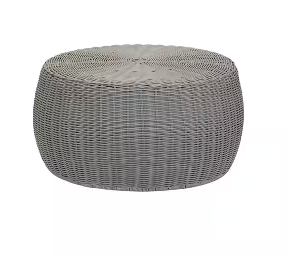 Barrel Gray Storage Resin Low Table Ottoman