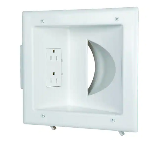 White 1-Gang 1-Decorator/Rocker/1-Duplex;Cable Pass-Through Wall Plate (1-Pack)
