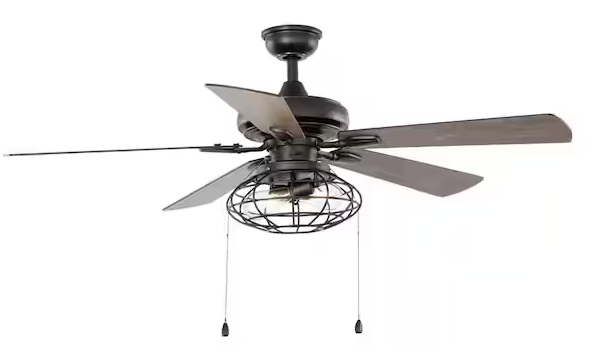 HDC Ellard 52 in. LED Indoor Matte Black Ceiling Fan with Light