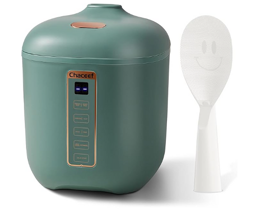 Mini Rice Cooker 2 Cups Uncooked, 1.2L, Portable Non-Stick, Green