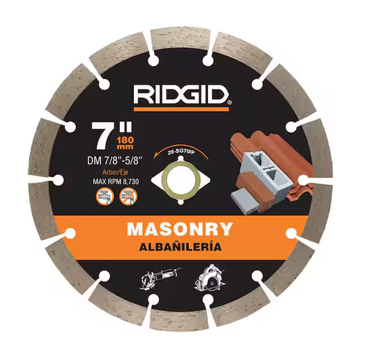 RIDGID 7 in. Masonry Cutting Segmented Rim Diamond Saw Blade