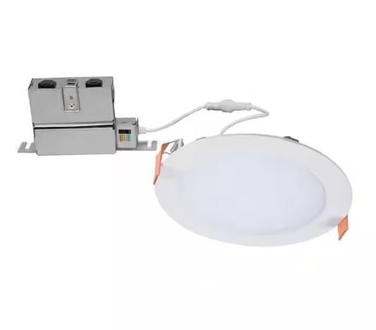 HALO HLB Series 6 in. Adjustable CCT Canless IC Rated Dimmable Indoor, Outdoor Integrated LED Recessed Light Kit